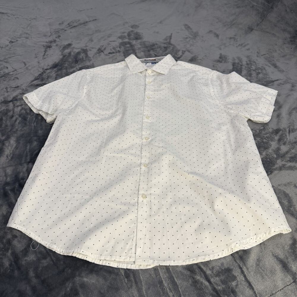Denim & Flower Ricky Singh Men's Sz XL White Polka Dot Cotton Button Up Shirt
